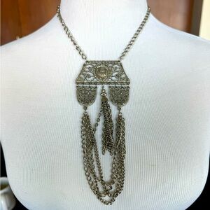 Fringe Silver Statement Necklace